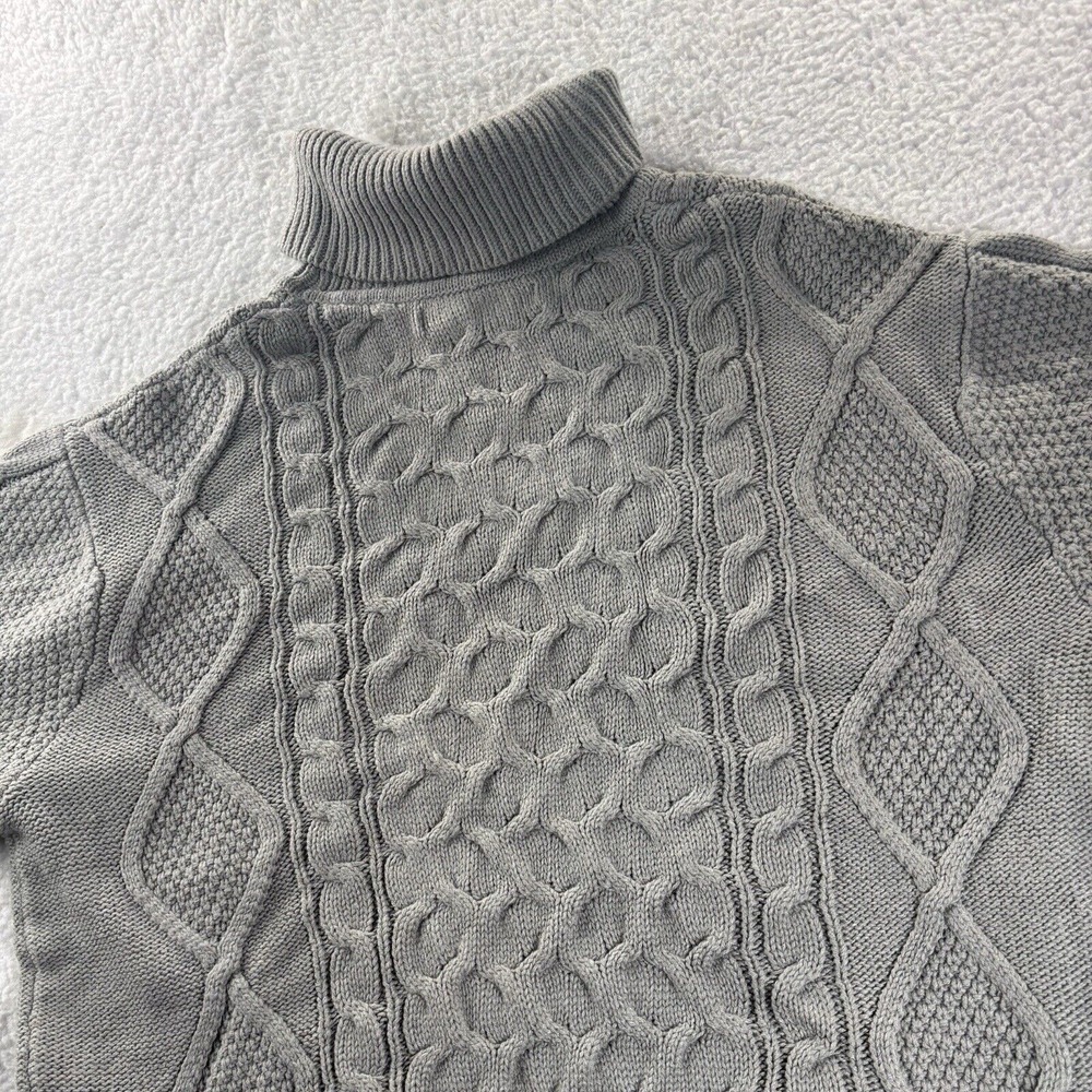 Noamen Mens Sweater Style: JUMZO13 Gray Cable Knit Turtleneck Neck